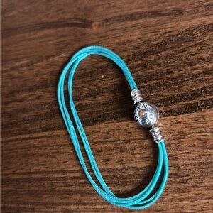 Pandora Turquoise Cord Bracelet with Silver Clasp